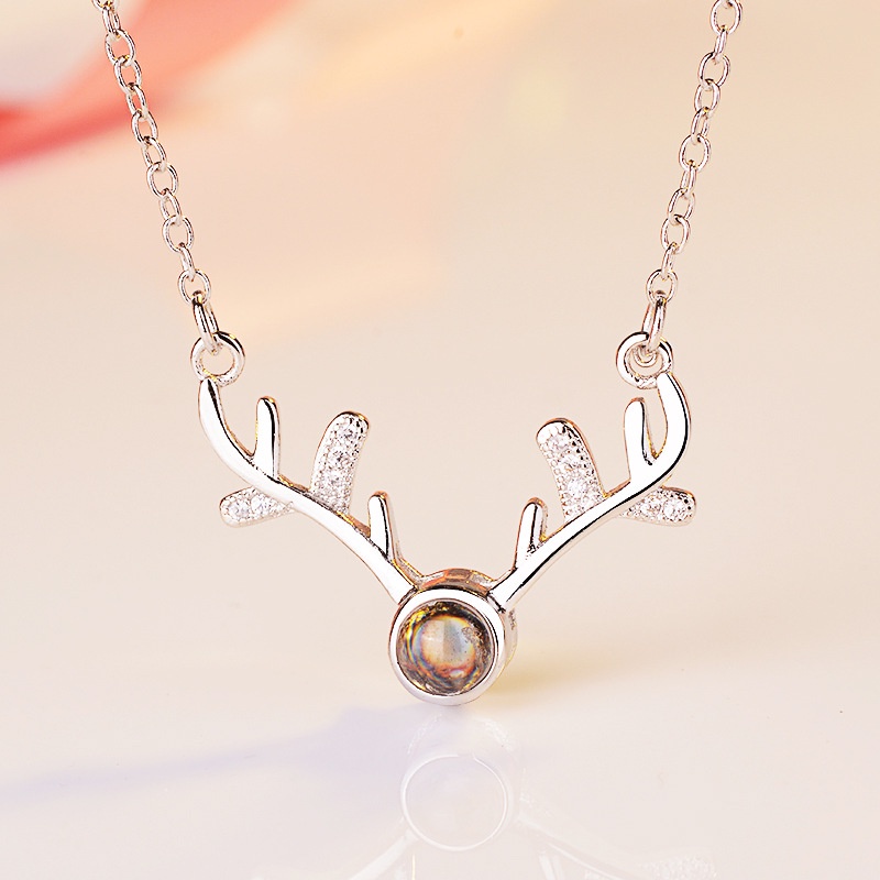 [Ready Stock]Fashion Antlers Diamond-Studded Necklace Cute Elegant Pendant