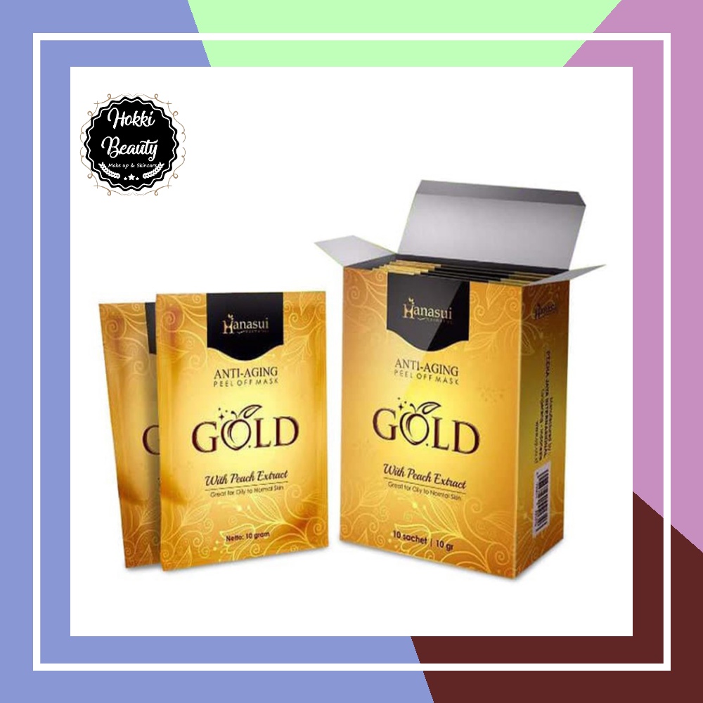 Hanasui Naturgo Peel Off Mask Black Box / Hanasui Anti-Aging Peel Off Mask Gold Sachet isi 10