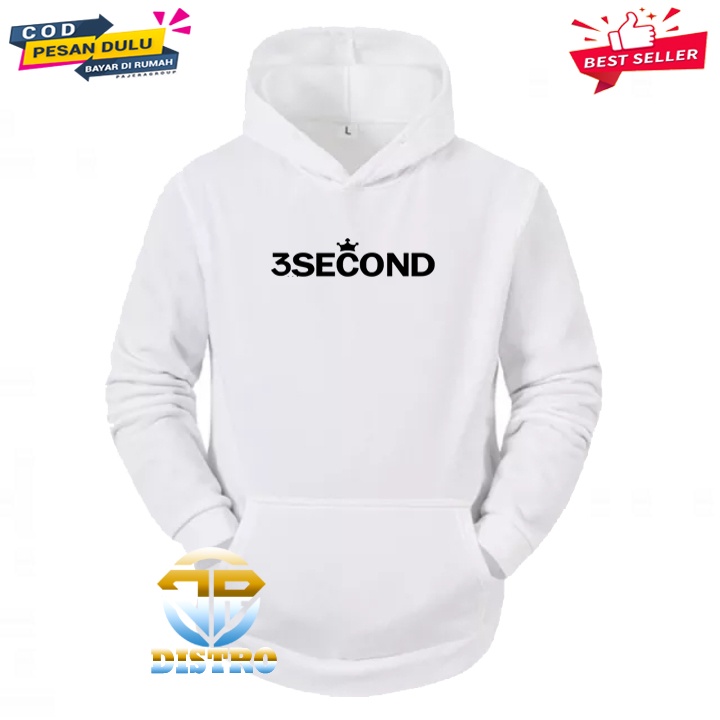 Hoodie Distro 3Second 01 Hitam Premium Sweater Pria Wanita Jaket Kata-Kata Cod