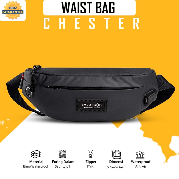 Tas Waist Bag Pinggang Selempang Distro Waterproof Anti Air Pria Cowok Tas Kecil Pria Distro Slempang Punggung Pria Cowo Keren Simpel Waterproof Anti Air