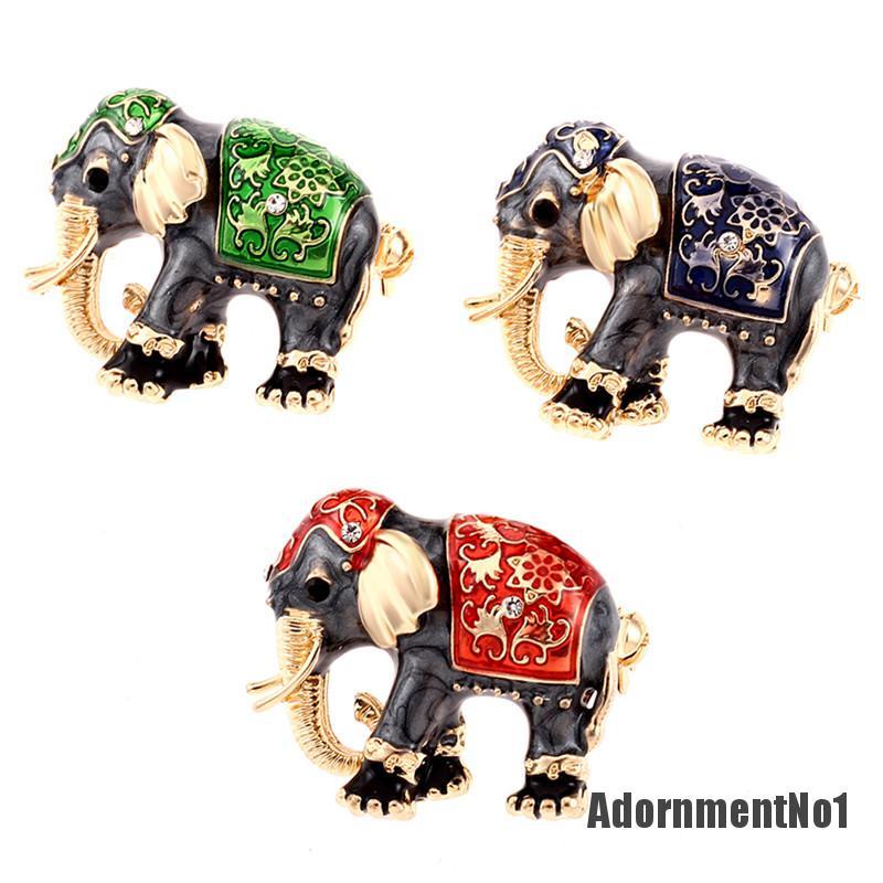 (Adornmentno1) Bros Pin Enamel Desain Gajah Hias Kristal Untuk Wanita