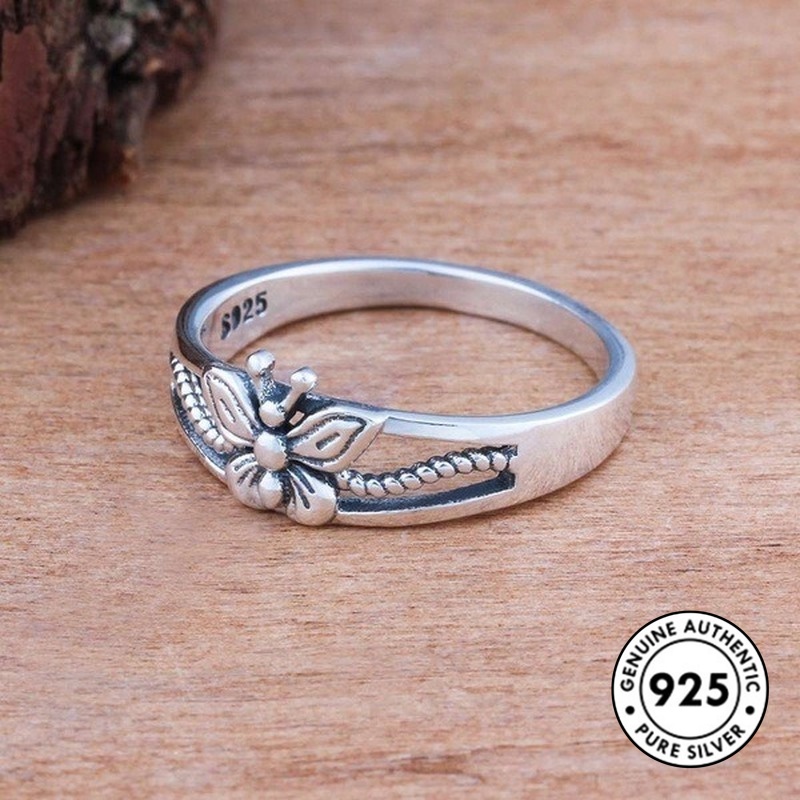 Cincin S925 Silver Desain Kupu-Kupu Gaya Simple
