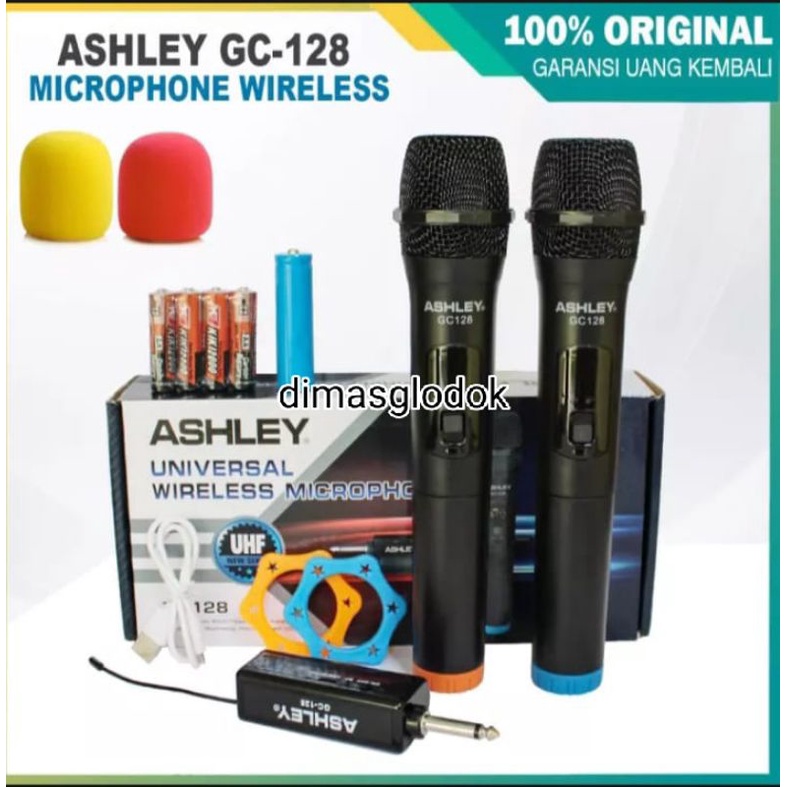 Mic Wireless ASHLEY GC128 Original Werles Mikropon Gc 128/WR 200  Wirles Mikrofon Gc-128 Double Mik