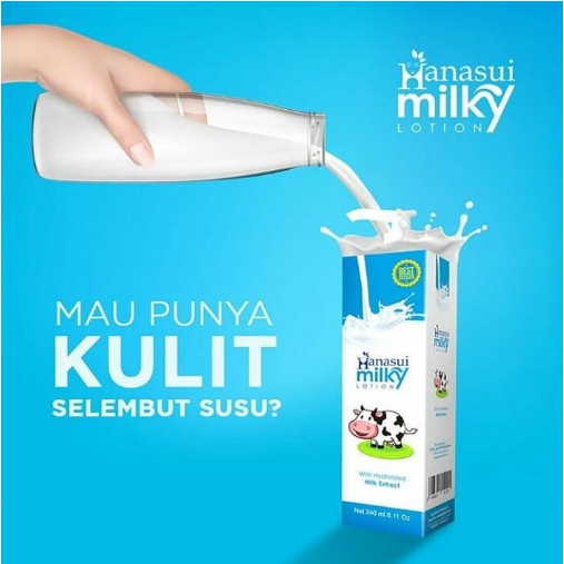 Hanasui Milky Hand Body Lotion with Milk Extract 240ml - Losion Pemutih Pencerah Badan Tangan Susu Sapi 240 ml