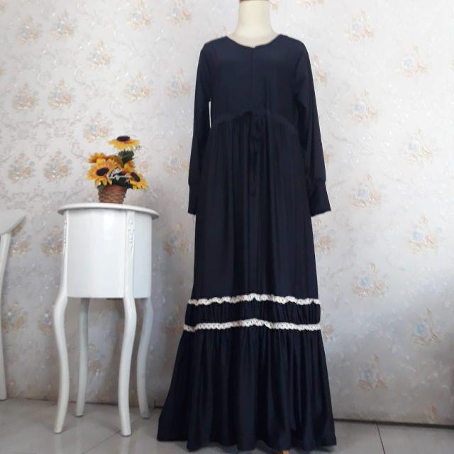 Gamis dress muslim terbaru SYAFIRA-Hitam