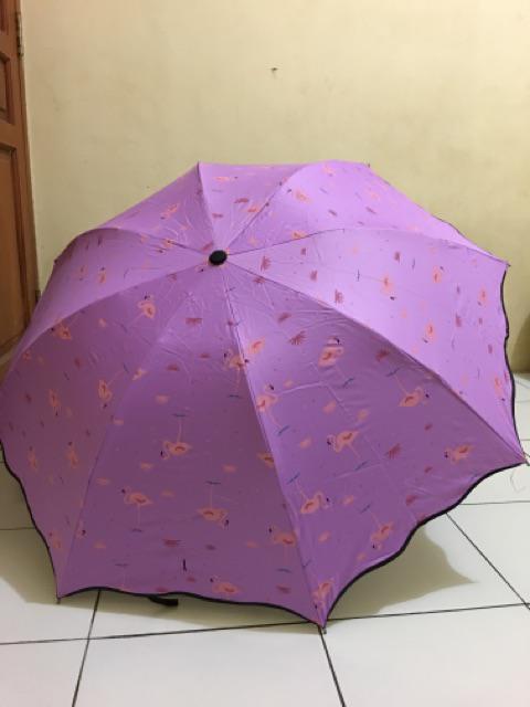 Payung Lipat Flamingo Bunga Cantik . Folded Umbrella Lucu Unik Anti Uv