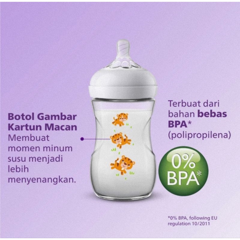 Philips Avent Natural Bottle Tiger 260ml Single Pack - Botol Susu Bayi