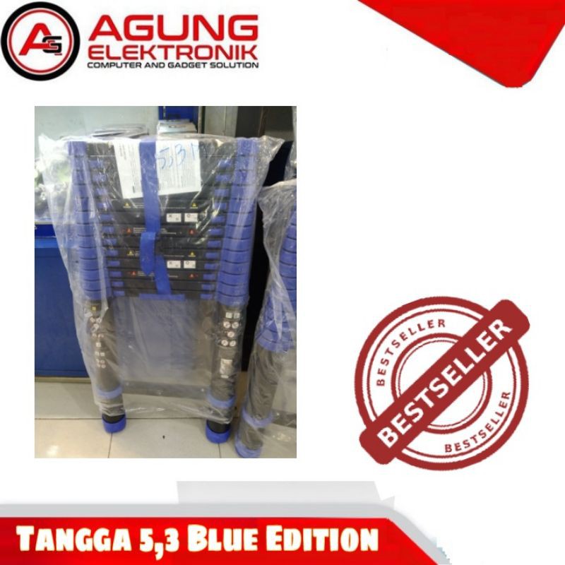 TANGGA TELESCOPIC SINGLE AMG 5,3METER BLUE EDITION BERKUALITAS