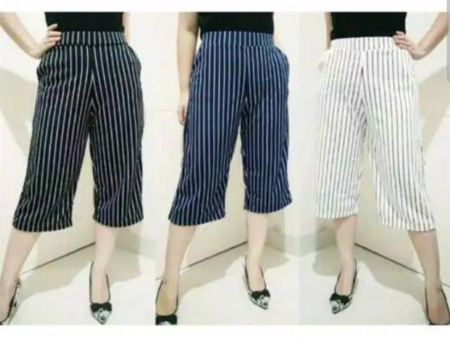 CELANA KULOT PENDEK 7/8 DEWASA MOTIF SALUR STANDAR DAN JUMBO BAHAN SCUBA PREMIUM