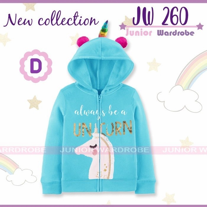 JW260 JW 260 JAKET UNICORN POMPOM JUNIOR WARDROBE JACKET ANAK IMPORT - D