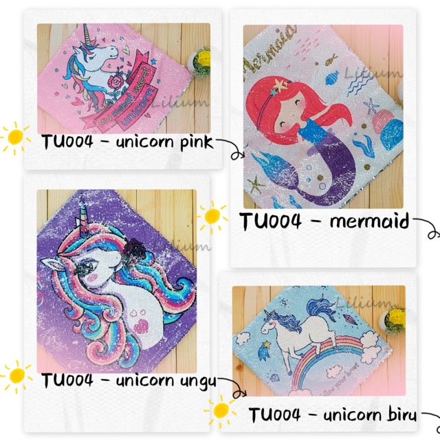 Tote bag sequin unicorn mermaid TU004 handbag tas tangan shoulder pundak tas les