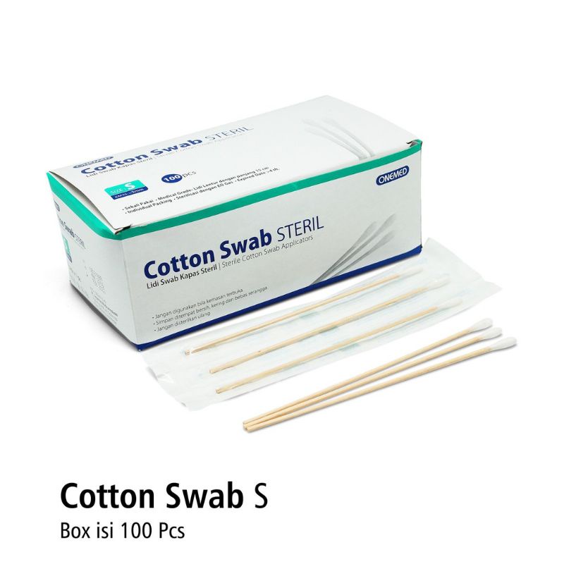 Cotton Swab Sterile S Isi 100 Pcs Onemed