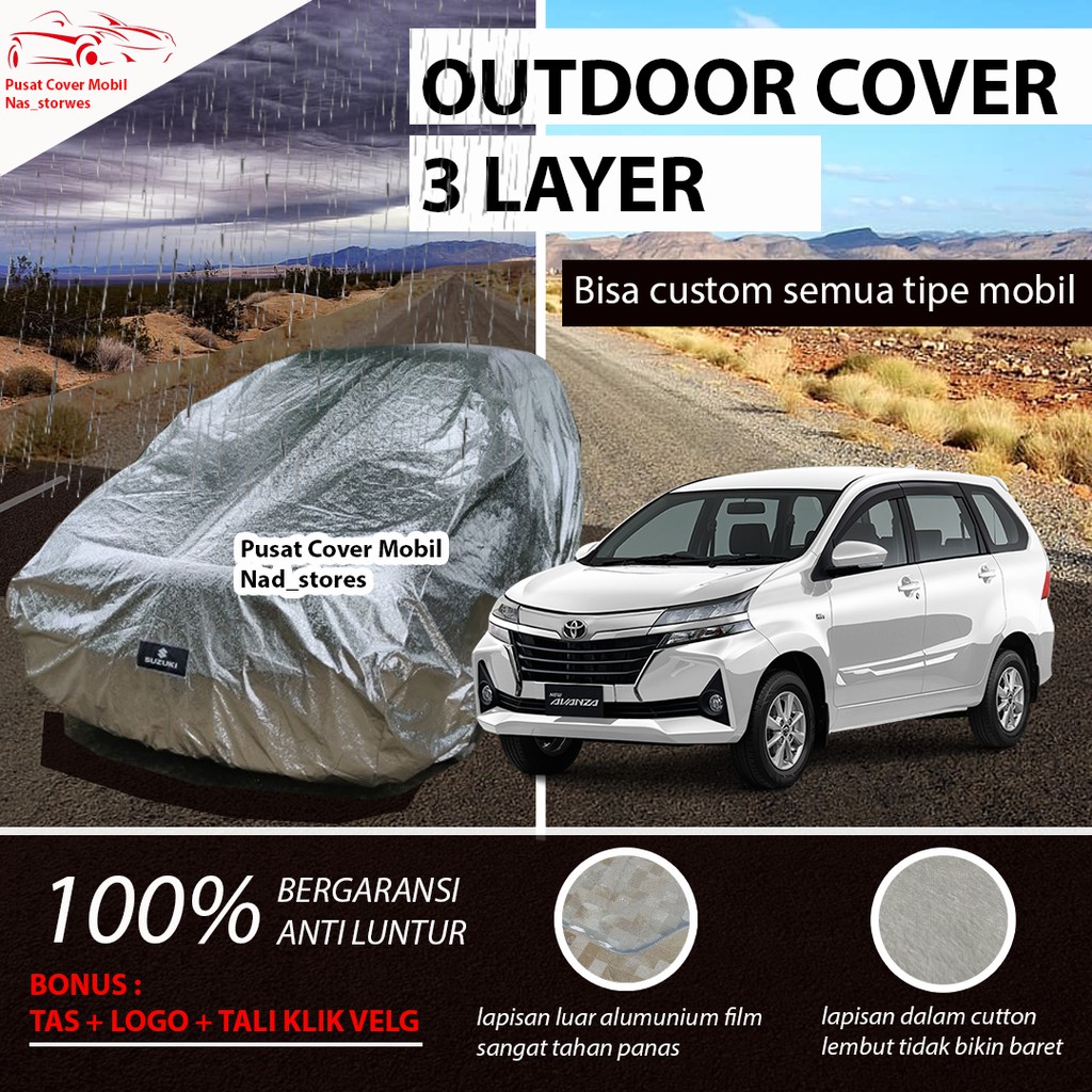 OUTDOOR Sarung mobil cover mobil avanza xenia putih anti luntur panas anti panas 3 lapis