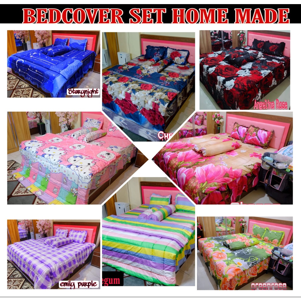 BEDCOVER SET SPREI RUMBAI HOME MADE UK 180 X 200