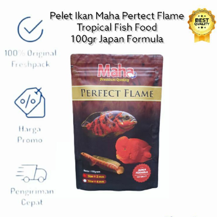 Pelet Ikan Maha PERFECT FLAME 100 gr Pelet Pakan Ikan Predator Size 2mm Tropical Fish Food 100gr