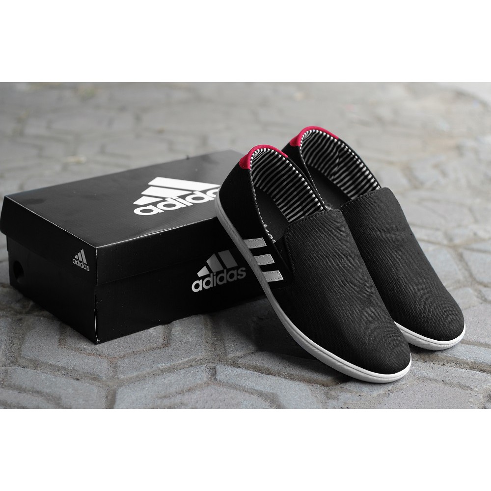 PROMO DISKON !!!! Fashion Pria Sepatu Adidas DEPPP Hitam Murah / Shoes Man Kasual Slip On Kerja