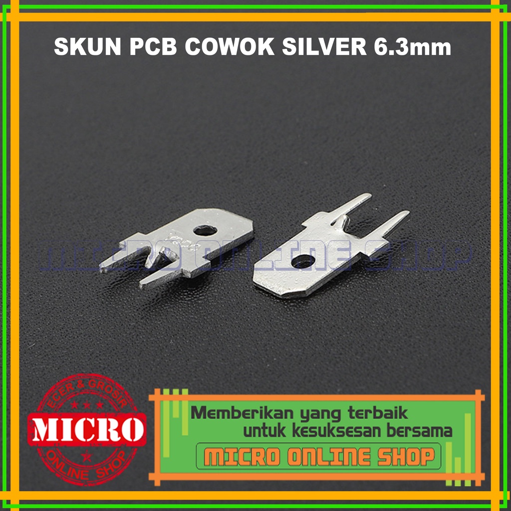 PAKET 100 PCS Skun Gepeng PCB Cowok 6.3mm Soket Kabel Motor Mobil Sekun Male PCB