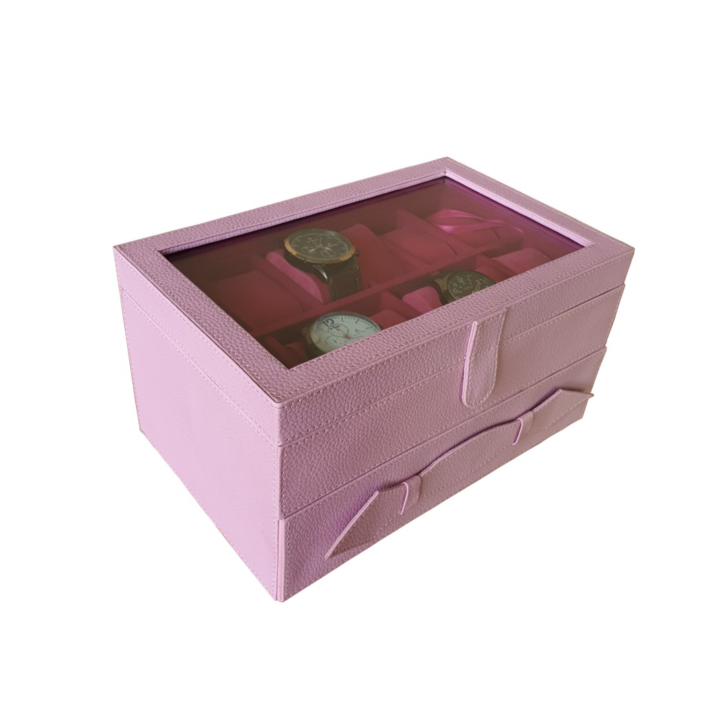 2KG PINK SOFT - Watch Box 12 Mix Jewelry Box and Accesories / Kotak Jam Tangan Arloji / Tempat Jam