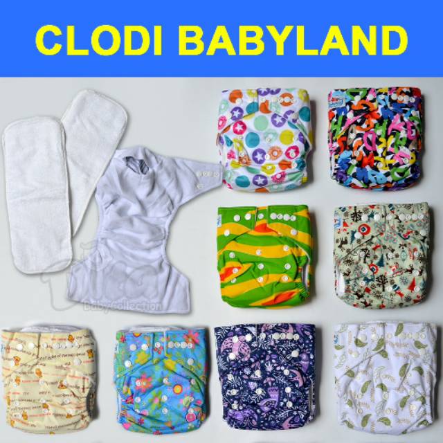 Clodi Babyland , Clodi Popok Kain Bayi Bisa Dicuci , Clodi + insert , Cloth Diaper