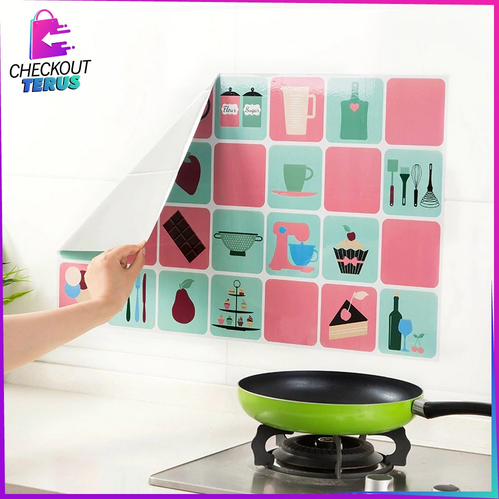 CT C118 Wall Stiker Dinding Dapur Anti Minyak Stiker Dinding Api Wallpaper Stiker Dinding Alumunium Foil Dekorasi Dapur