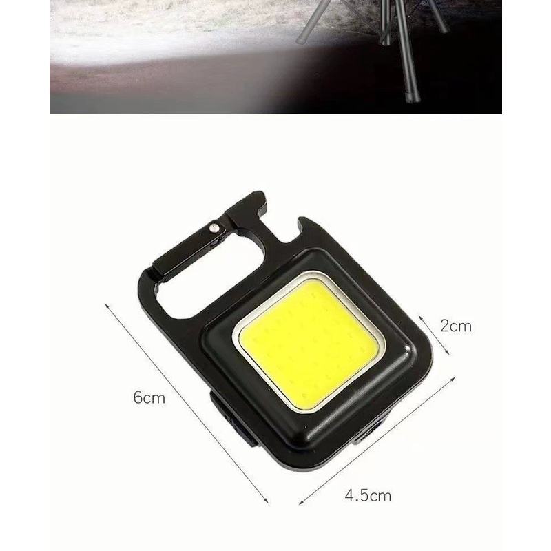 Lampu Senter Led Cob Mini Usb Rechargeable Dengan Gantungan Kunci Untuk Outdoor / Camping / Memancing