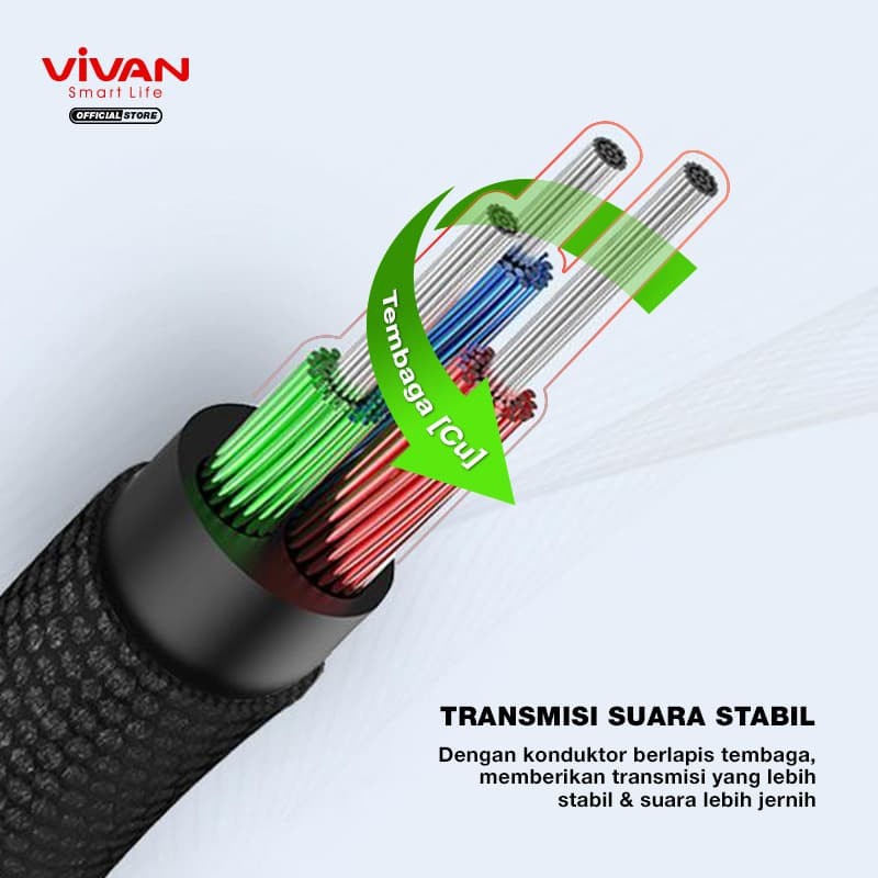 Kabel Audio AUX 3.5mm 100cm VIVAN AUX01 Garansi Resmi 1 Tahun