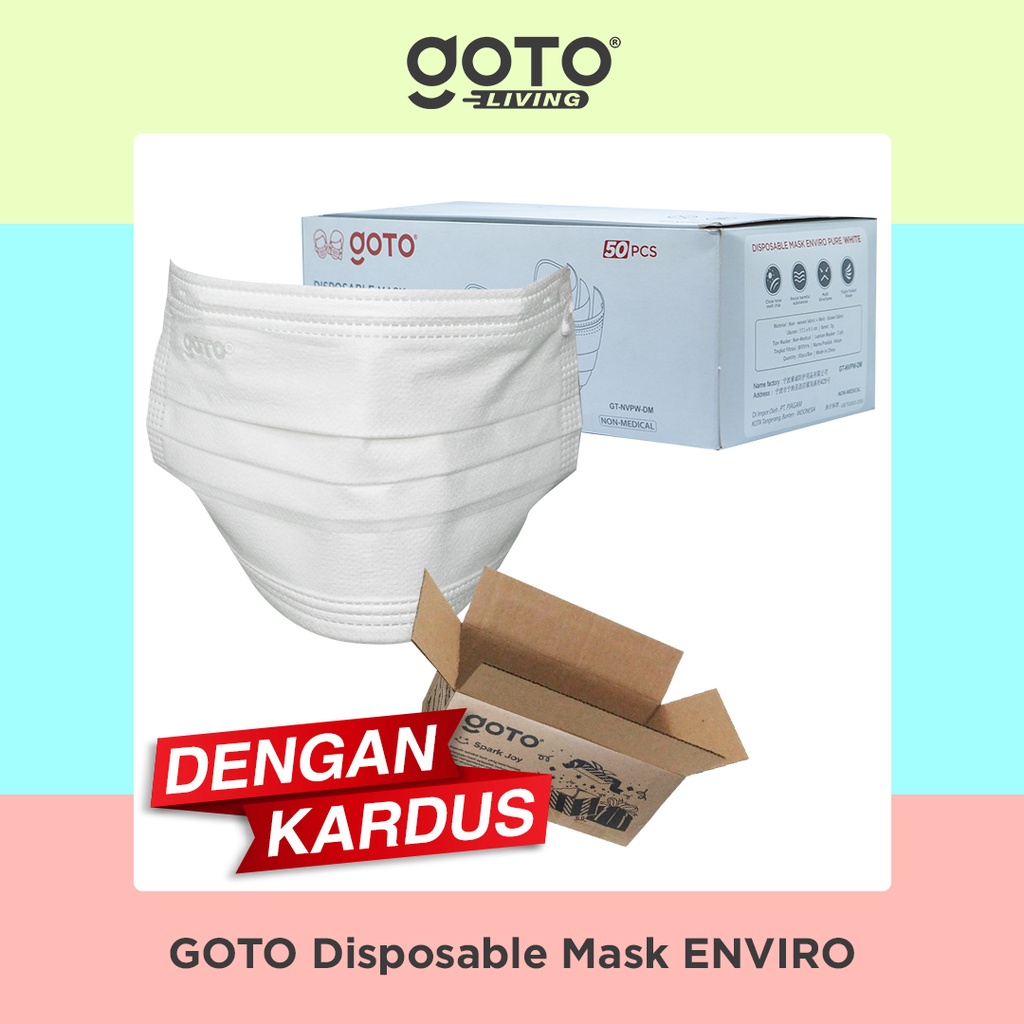 Goto Enviro Facemask Disposable Mask 3 Ply Masker Earloop 3Ply 50 pcs