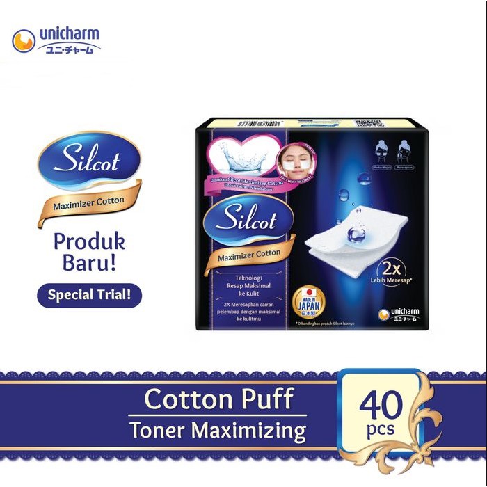 Kapas Silcot Maximizer Cotton 40 -  Pad Toner Masker Kecantikan Wajah Unicharm Uru uru 80 Lembar Silkot Kapas Kecantikan Toner Tipis