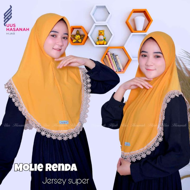 [Uus Hasanah]••MOLIE RENDA••hijab instan•Kerudung instan•jilbab instan jersey•• jersey renda