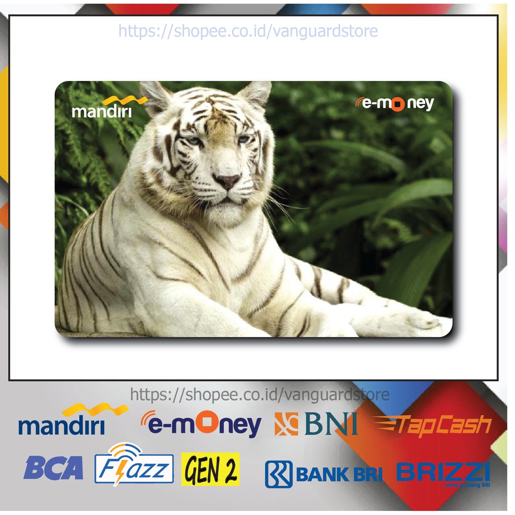 KARTU E MONEY E TOLL HARIMAU PUTIH ANIMAL 4 EMONEY MANDIRI FLAZZ BCA BNI TAPCASH BRIZZI BRI - 1 SISI