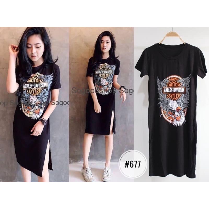 dress wanita harley hitam polos belah depan spandek rayon bodycon.dres murah kekinian