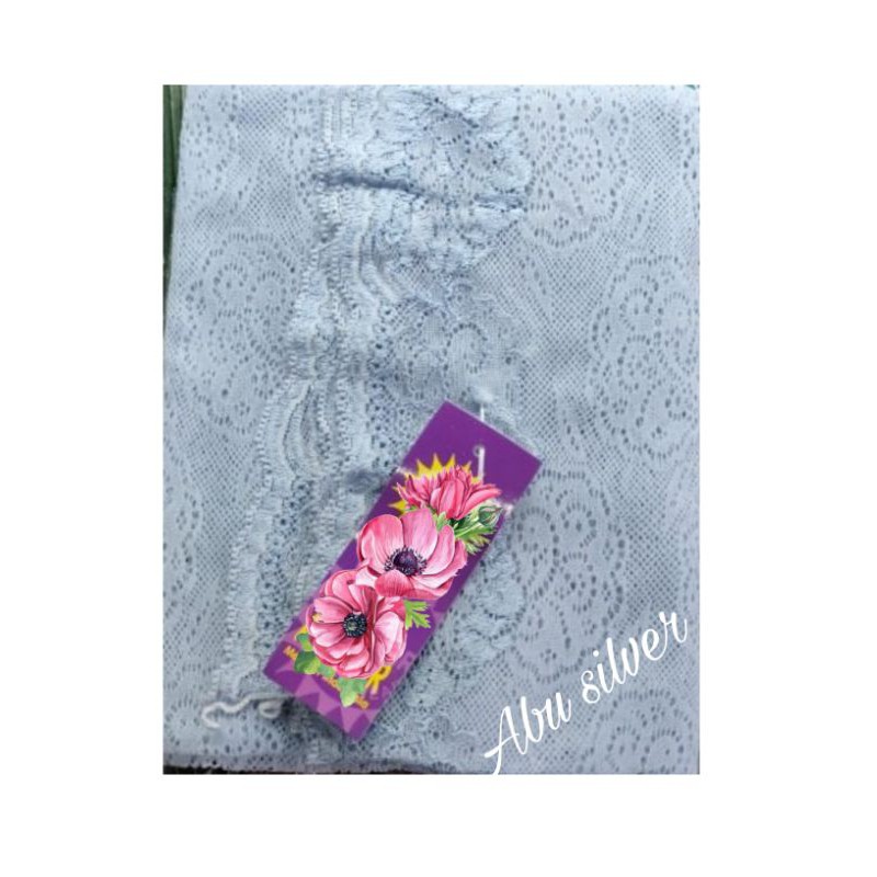 COD Pashmina Brukat Renda/Hijab Akad Nikah-Abu Silver