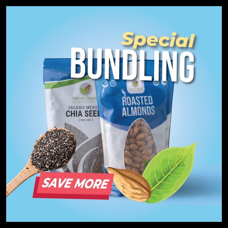 

DISKON TERBATAS !!! SPECIAL BUNDLING ROASTED ALMOND 500GR DAN ORGANIC CHIA SEEDS 500GR TERLARIS