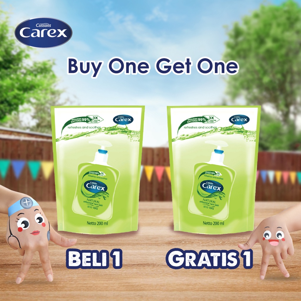 Carex Hand Wash Aloe Vera - Sabun Cuci Tangan Antibakteri Refill 200ml X2