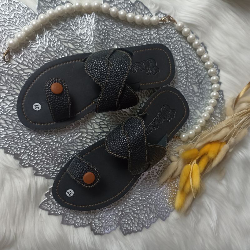 Sandal Wanita Kulit Jeruk Papirut Atifa Terbaru Kekinian Bisa COD