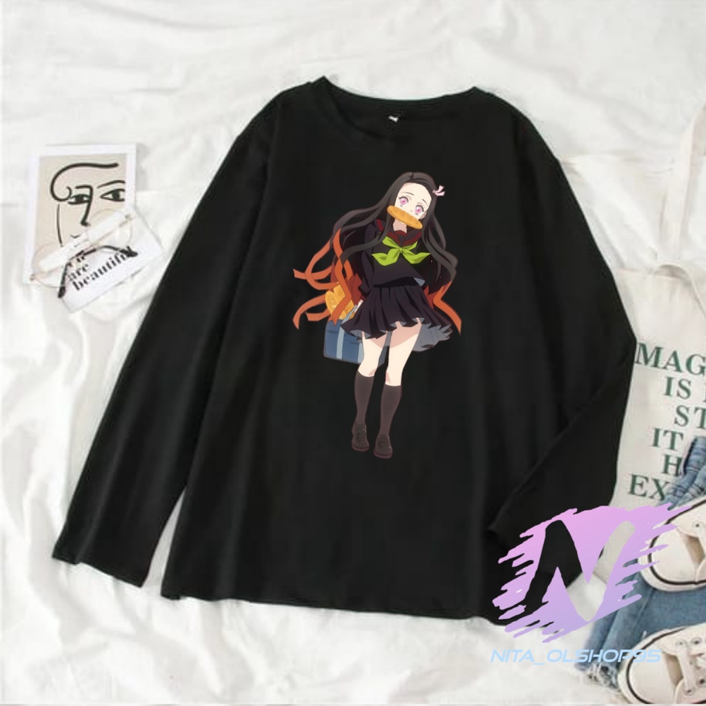 kaos nezuko lengan panjang baju anak anime