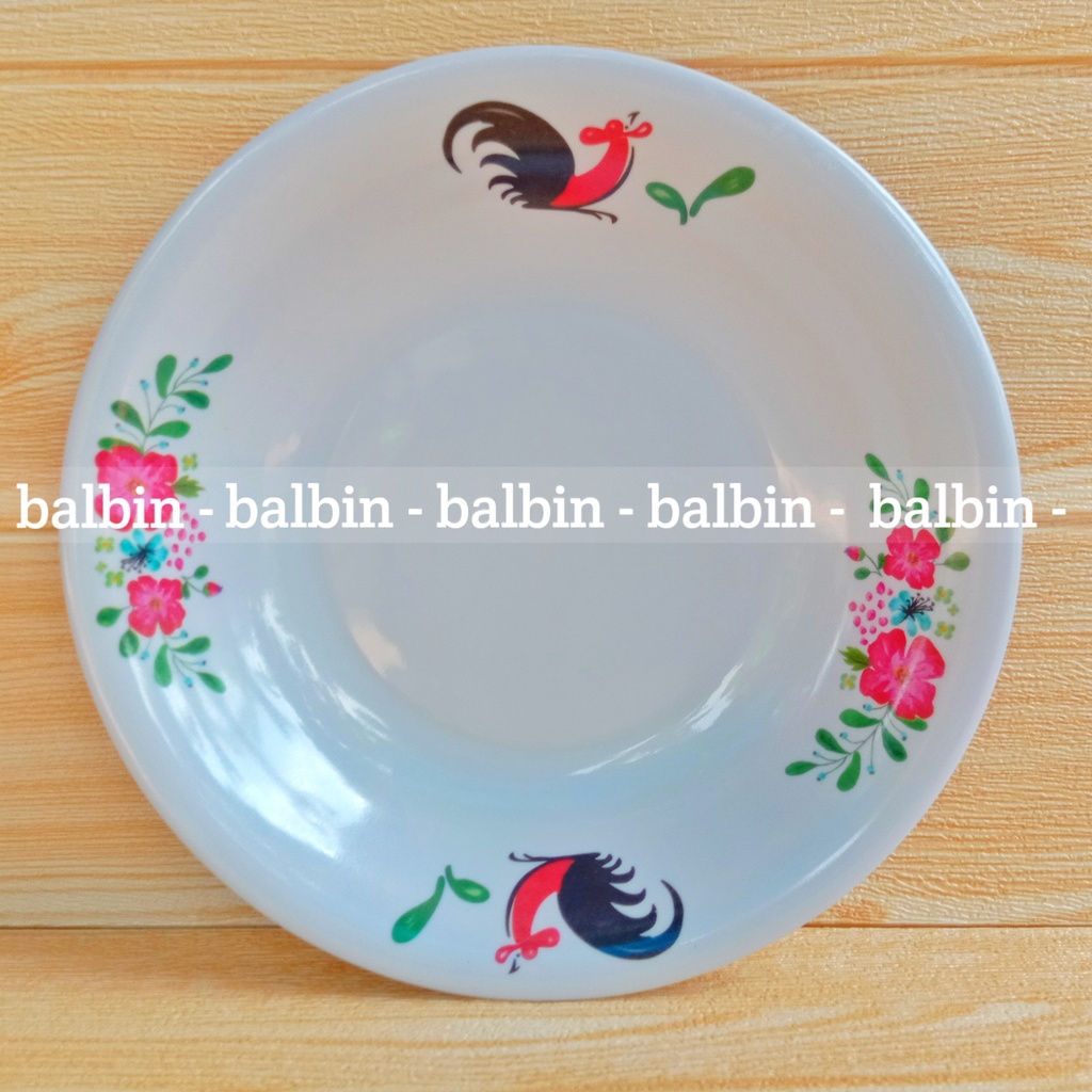 piring makan melamine 9inc motif ayam jago isi 3 pcs