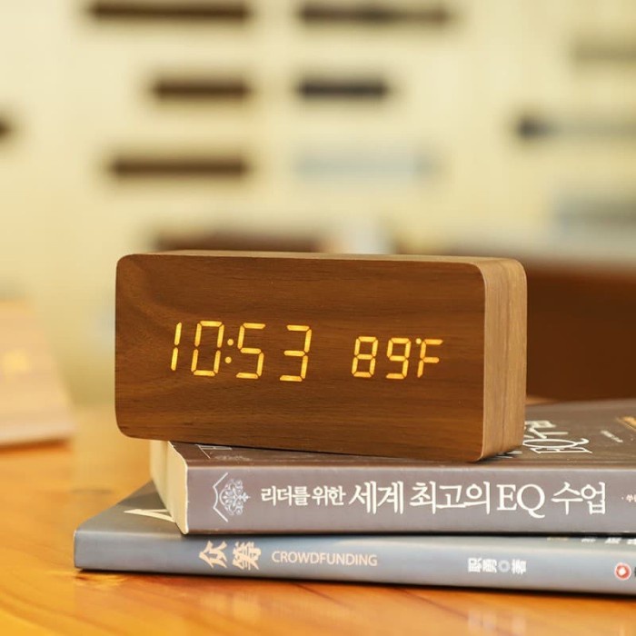 Jam Meja Kayu Digital Led / Jam Estetik + SUHU / Digital Wood Smart Alarm Clock