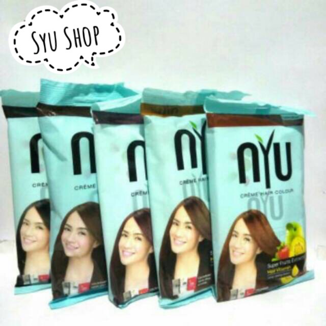 Nyu hair color pewarna rambut sachet bungkus dan box natural black brown coppery caramel bleaching