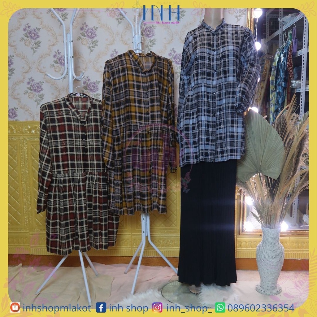 TUNIK FLANEL MOTIF KOTAK BAHAN KATUN