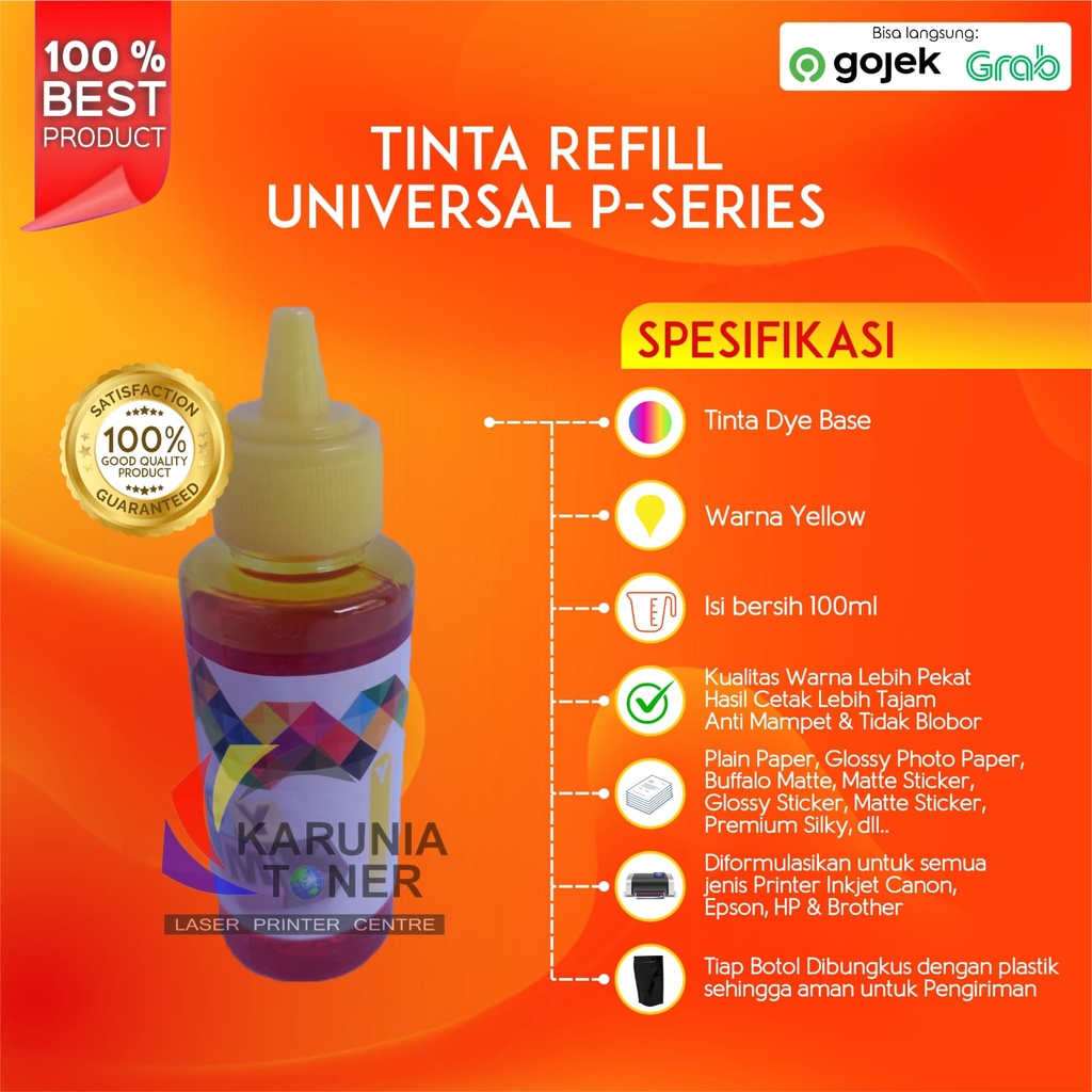 Tinta Universal P SERIES Ink DYE Base Korea Tutup Kerucut 100ml AMAN DI HEAD PRINTER