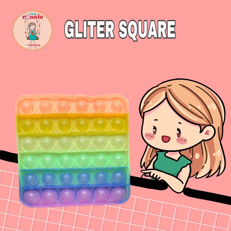 READY!READY! Fidget Pop It Rainbow Lengkap Murah/Mainan Sensorik Pereda Stres/Pop It Viral-Gliter Square