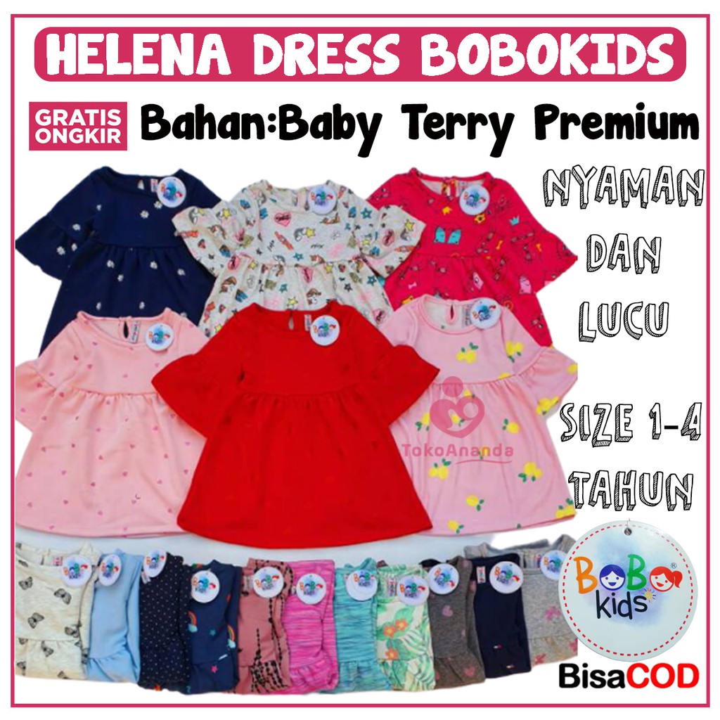 HELENA DRESS BOBO KIDS / DRESS ANAK PEREMPUAN / DRESS ANAK / DRESS ANAK CEWE / DRES ANAK PEREMPUAN