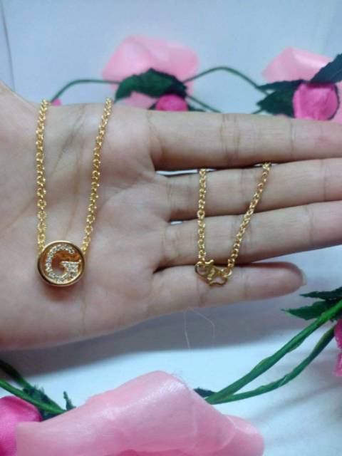 Fourfashion Kalung Huruf Abjad Inisial BULAT Gold Perhiasan Wanita