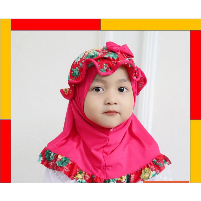 2in1 Jilbab + turban topi bayi &amp; anak led musik 0-2 tahun alisa flower