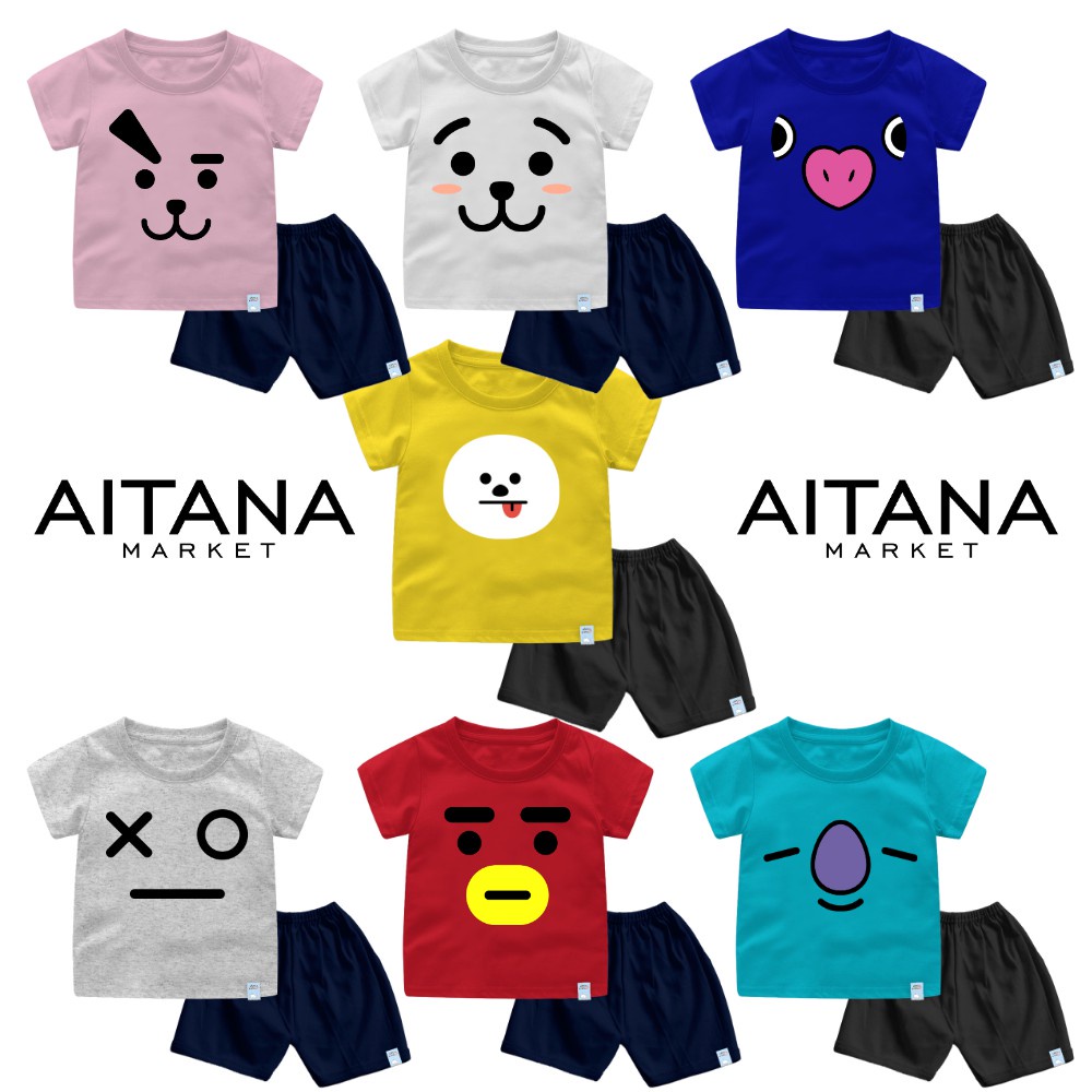 Setelan Kpop BT21 Bayi dan Anak Bahan Katun Combed 30s Lembut dan Nyaman Dipakai Sehari Hari