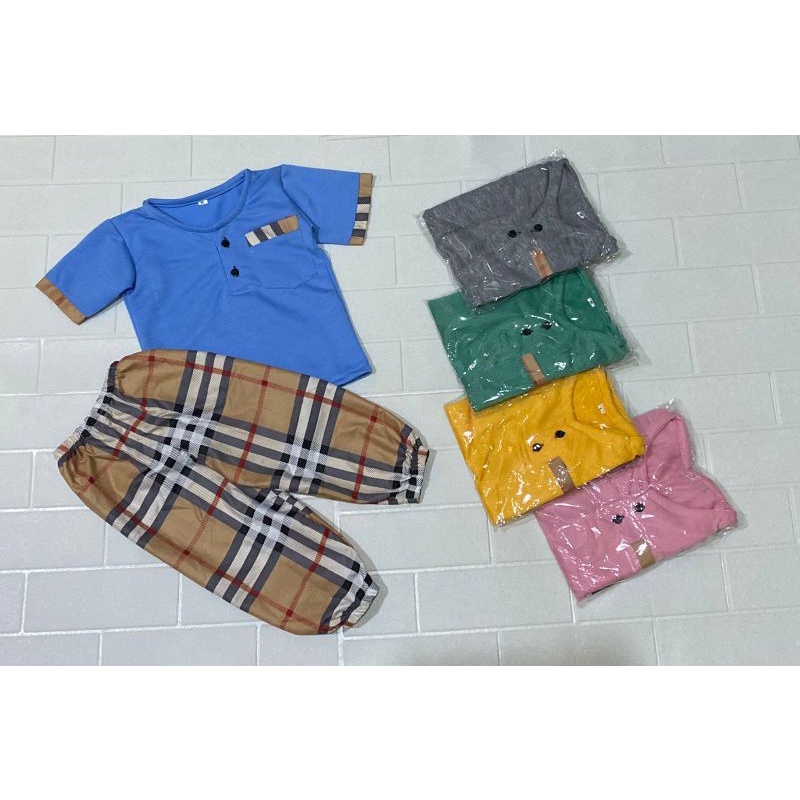 SETELAN CELANA PANJANG BURBERRY POLOS / SETCEL ANAK 1-5TH BABY TERRY