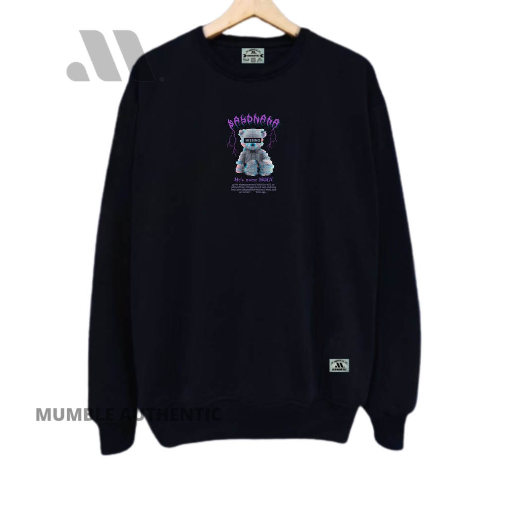 Sweater Hitam Suiter Crewneck Pria Distro Sweatshirt Oversize Sweter Kruneck