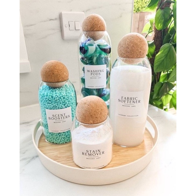 Set Glass jar with wooden cork ball lids / Glass Jar tutup bulat / tempat penyimpanan snack / Glass 