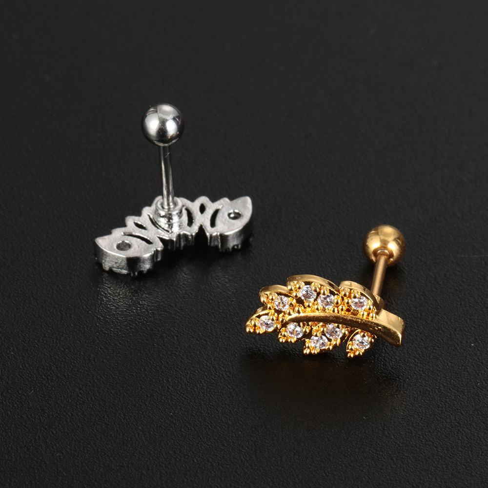 Lily 1PC Anting Tindik Chic Bulan Bintang Bunga Sekrup Belakang Hippocampus Kaktus Sayap Helix Ear Stud